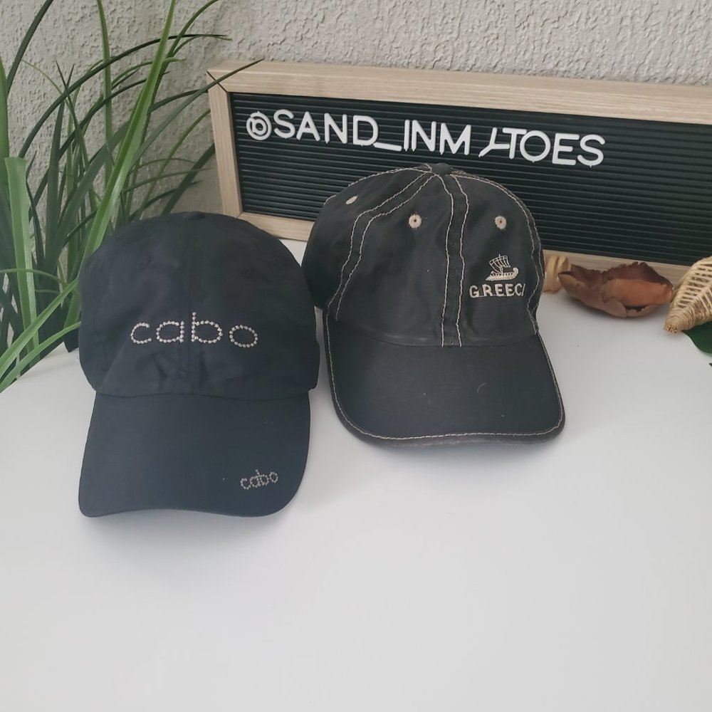 Women's Black/ White Soft Adjustable Cap Hat I Greece & Cabo Rhines…